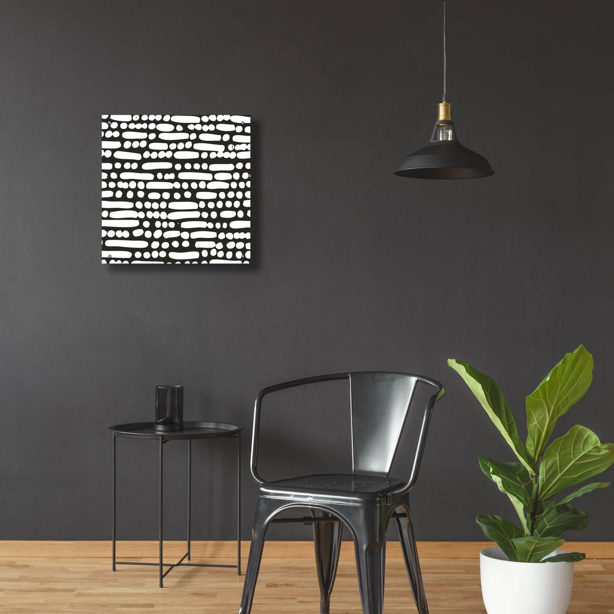 Cross Current Square Up 3 Bw by Cheryl Warrick - 24x24 acrylic wall art in a room