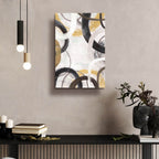 Dwell 2 Gold Neutral C by Cheryl Warrick - 16x24 acrylic wall art in a room
