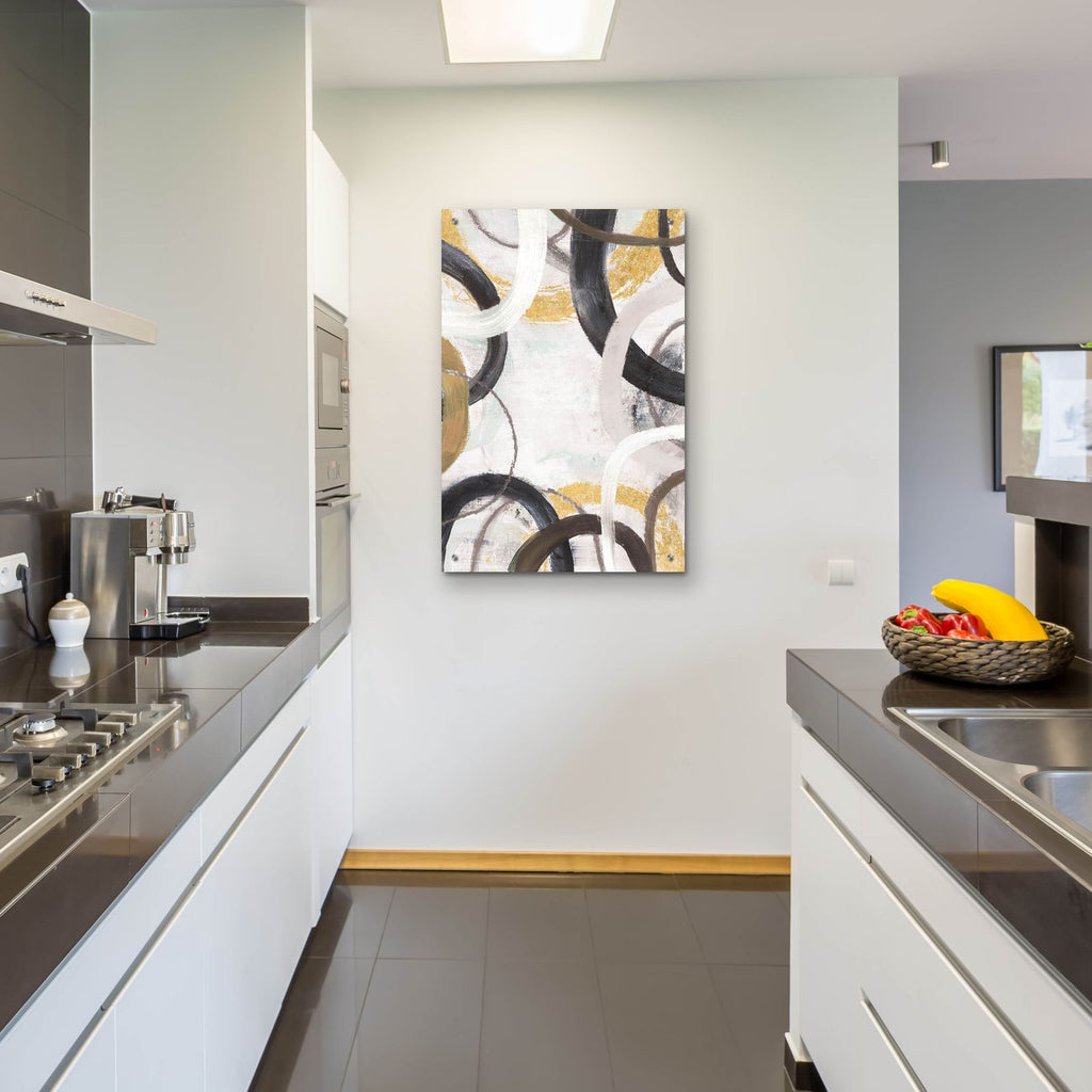 Dwell 2 Gold Neutral C by Cheryl Warrick - 24x36 acrylic wall art in a room