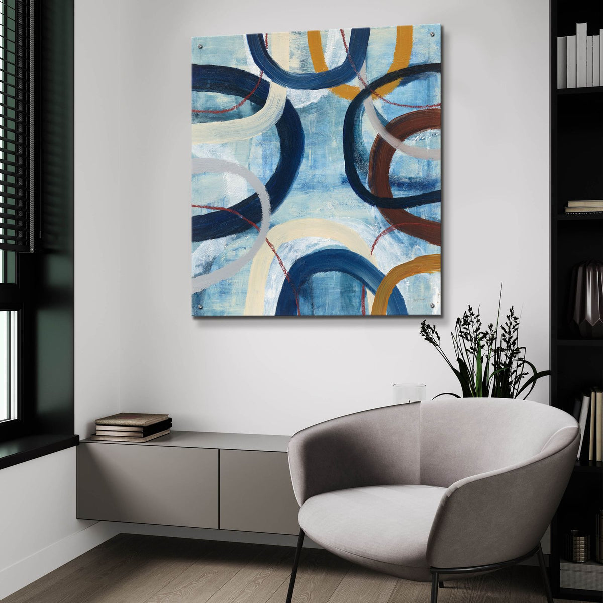 Dwell 2 by Cheryl Warrick - 36x36 acrylic wall art in a room
