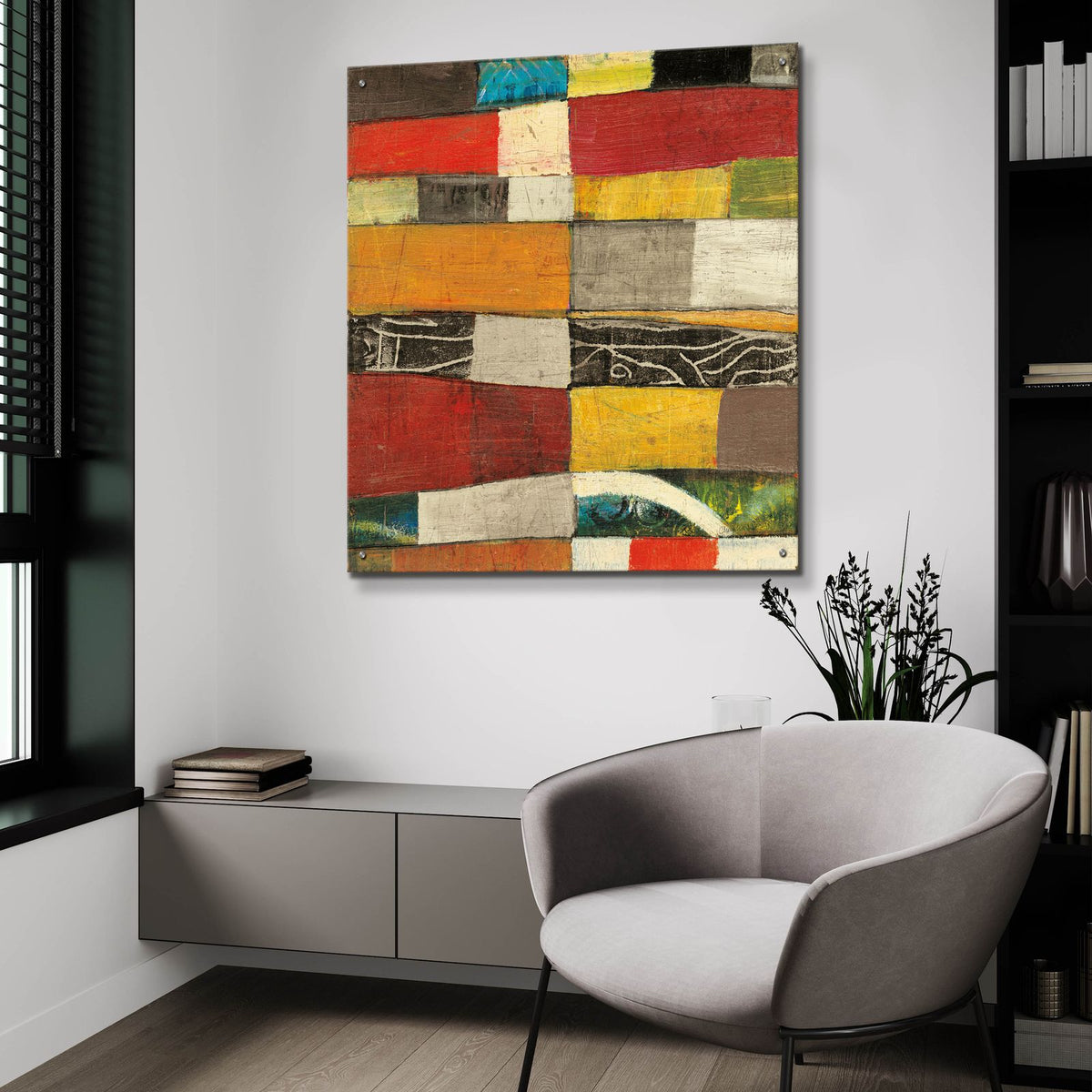 Eileen 4 V2 by Cheryl Warrick - 36x36 acrylic wall art in a room