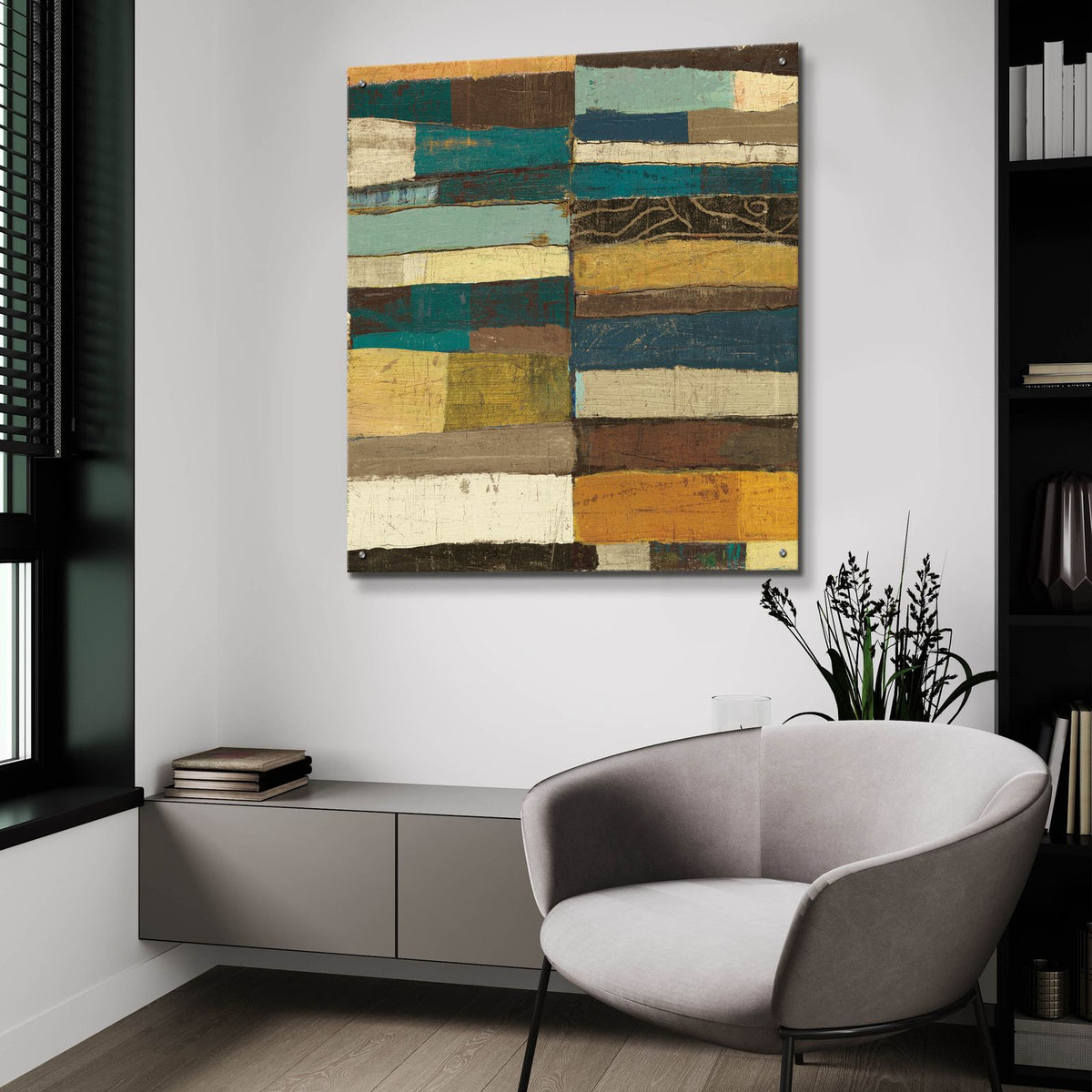 Eileen 5 Blue by Cheryl Warrick - 36x36 acrylic wall art in a room