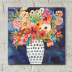 Floral Beauty 2 Striped Vase by Cheryl Warrick - 12x12 acrylic wall art in a room