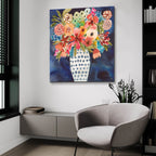 Floral Beauty 2 Striped Vase by Cheryl Warrick - 36x36 acrylic wall art in a room