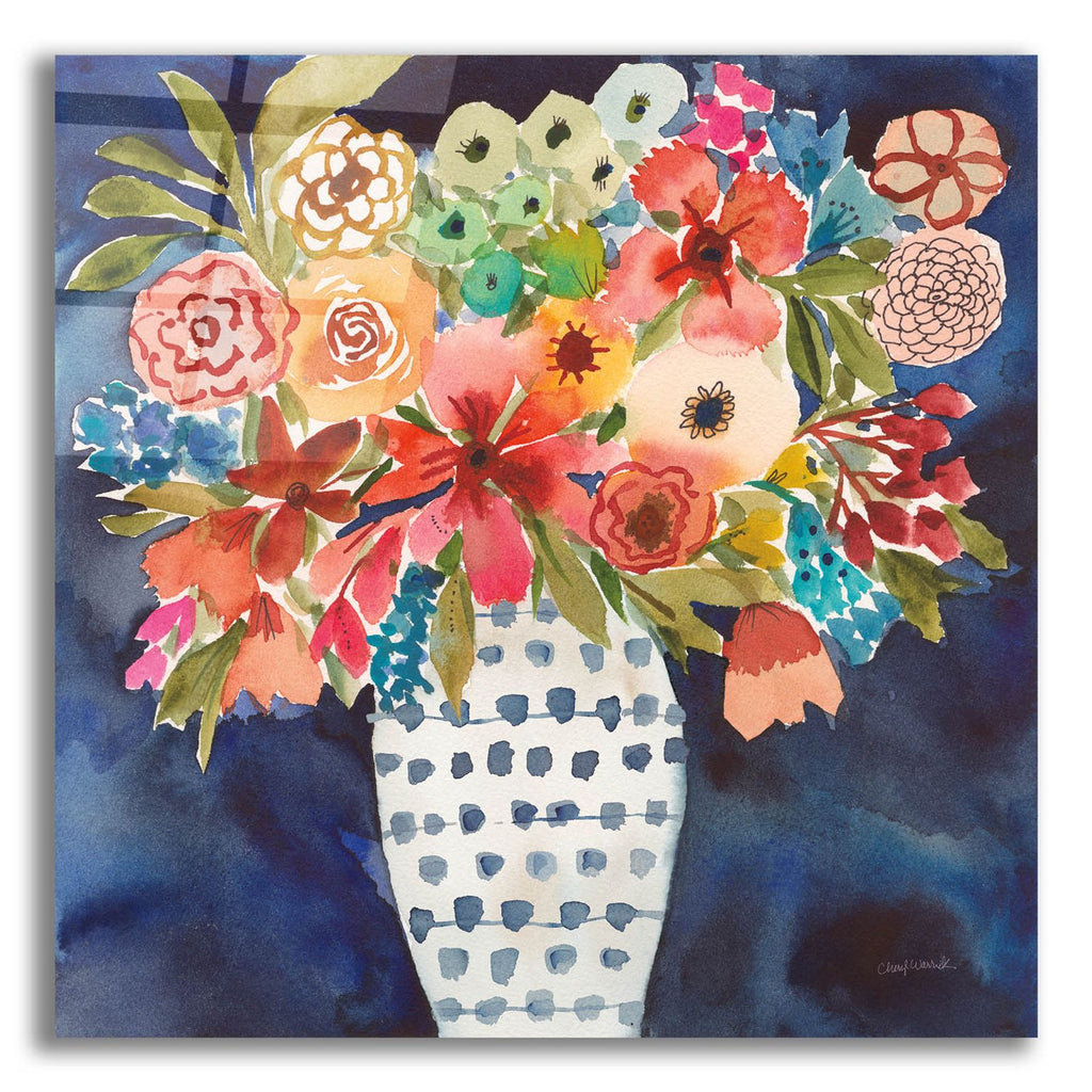 Floral Beauty 2 Striped Vase by Cheryl Warrick acrylic glass wall art
