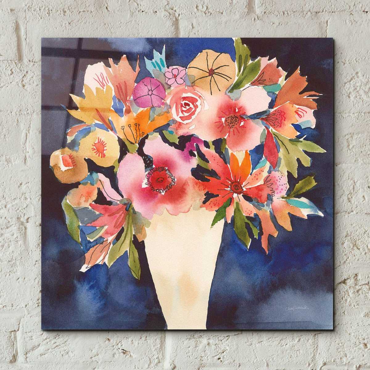 Floral Beauty 5 Cream Vase by Cheryl Warrick - 12x12 acrylic wall art in a room