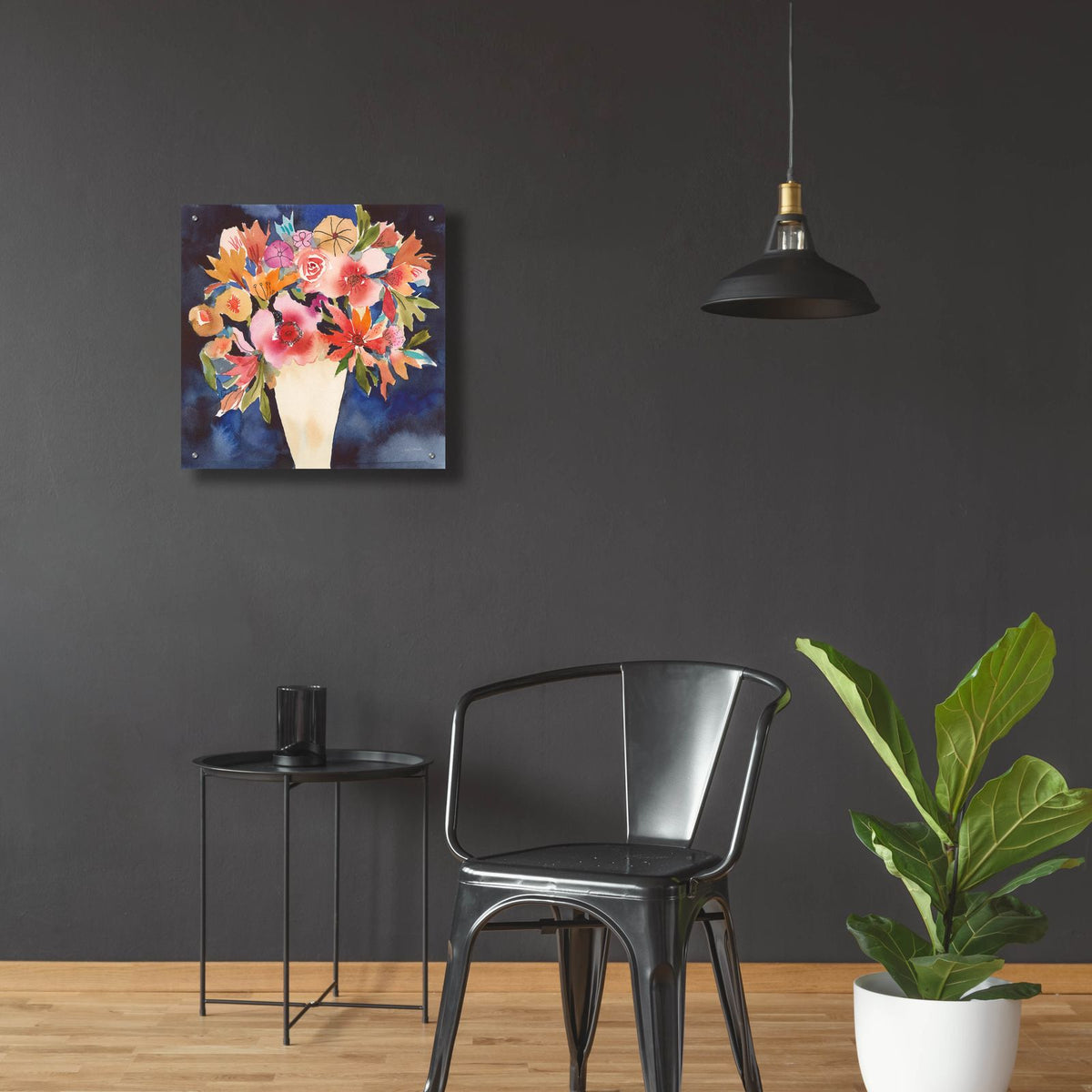 Floral Beauty 5 Cream Vase by Cheryl Warrick - 24x24 acrylic wall art in a room