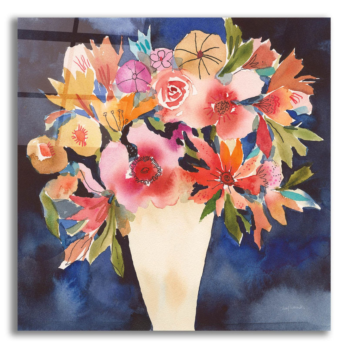 Floral Beauty 5 Cream Vase by Cheryl Warrick acrylic glass wall art
