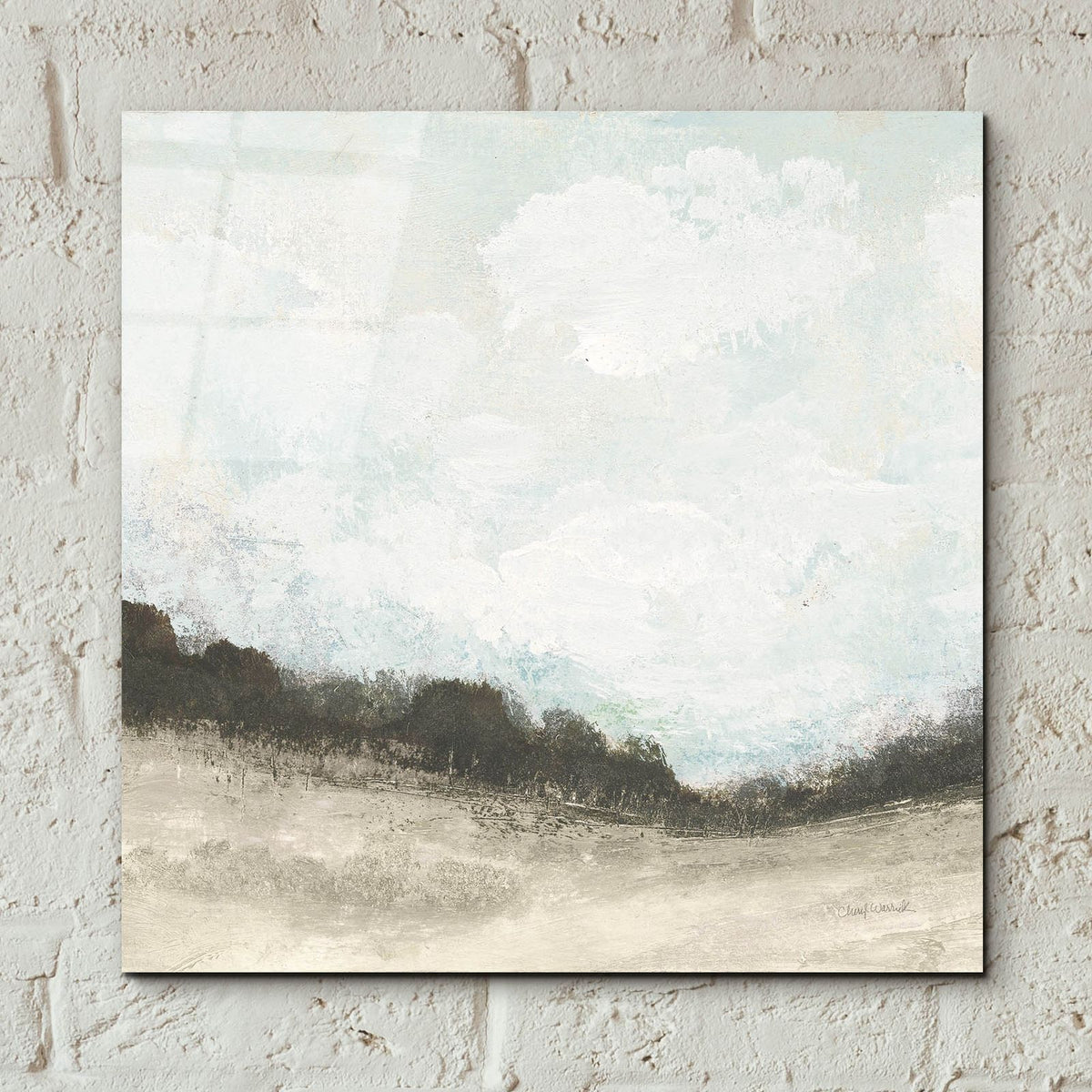 In The Field Square 2 Neutral by Cheryl Warrick - 12x12 acrylic wall art in a room