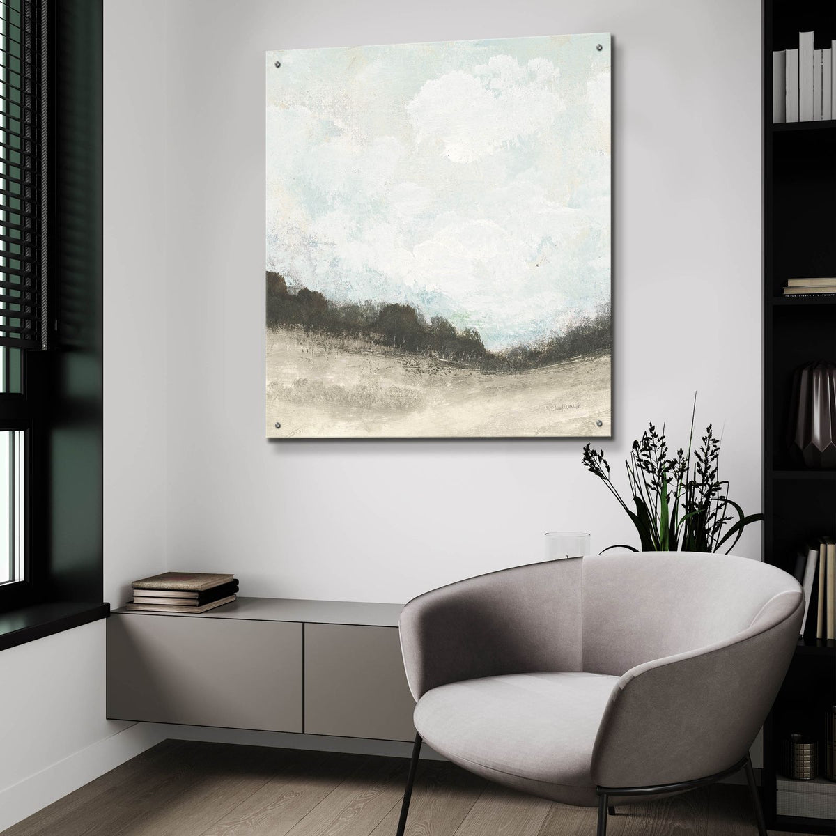 In The Field Square 2 Neutral by Cheryl Warrick - 36x36 acrylic wall art in a room