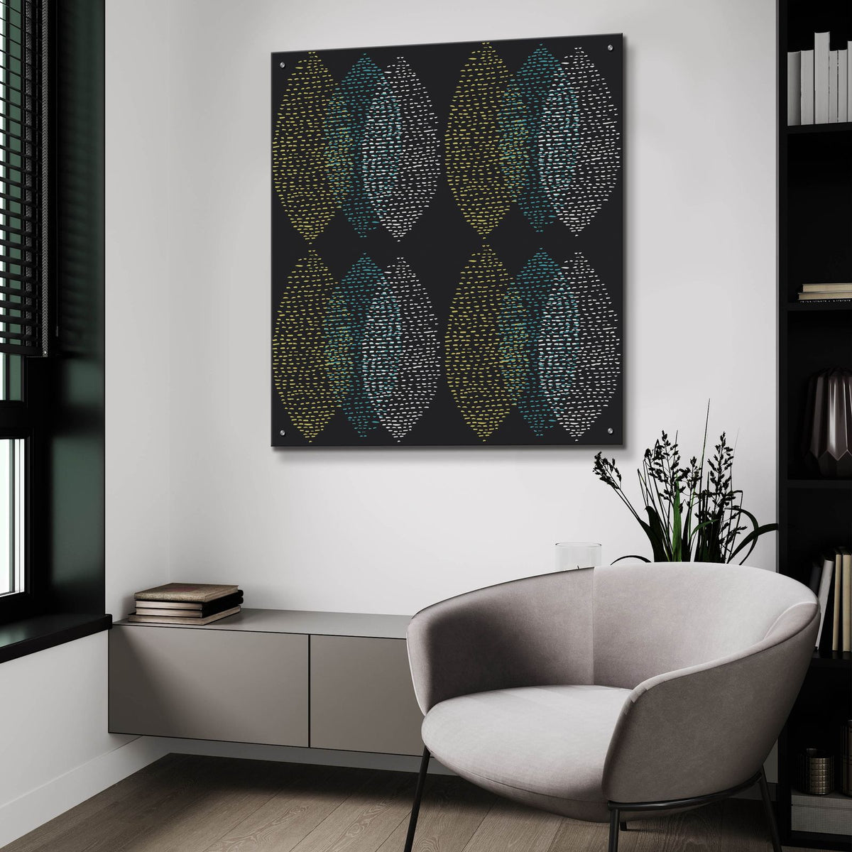 Jump Street Fetch by Cheryl Warrick - 36x36 acrylic wall art in a room