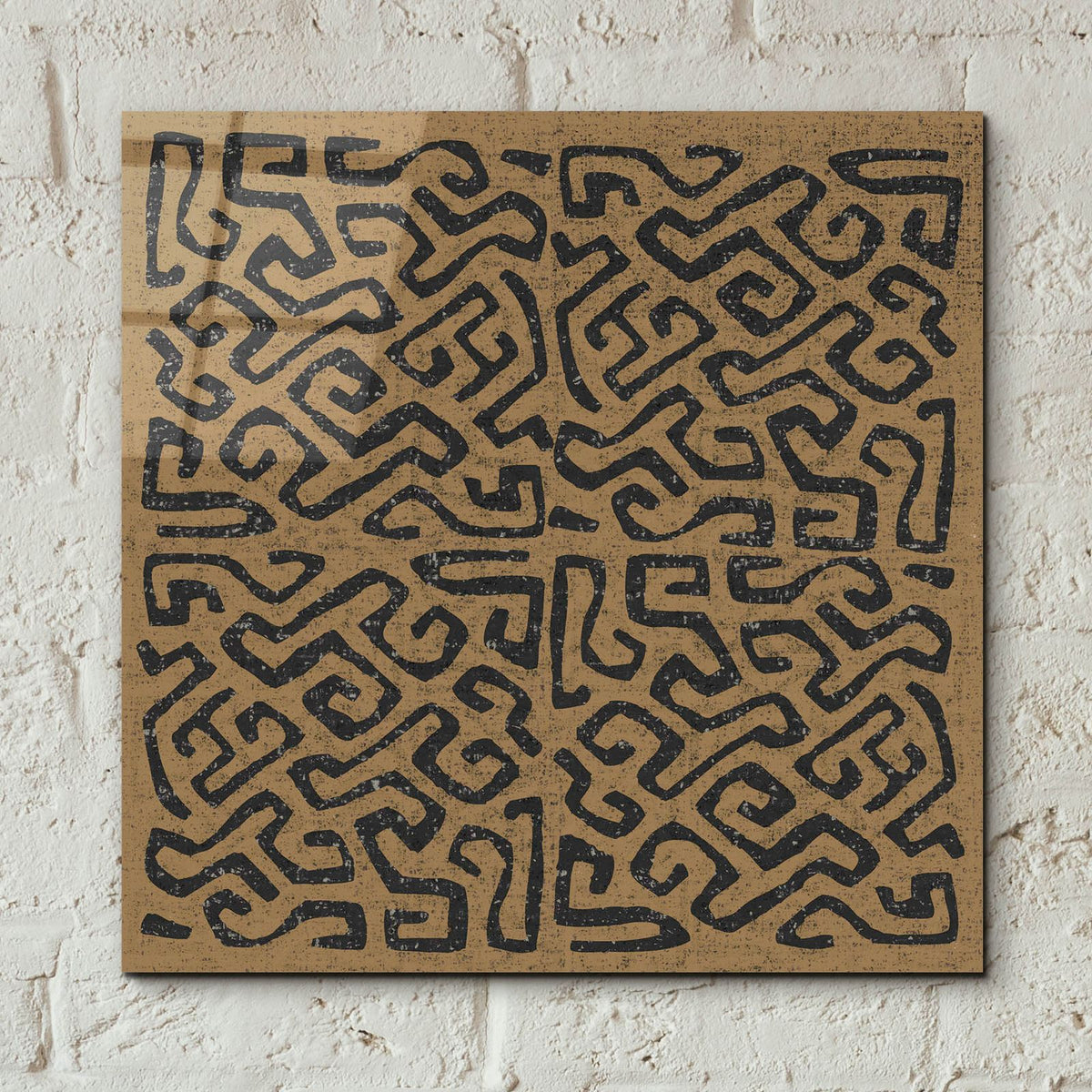 Kuba Play 1 Brown by Cheryl Warrick - 12x12 acrylic wall art in a room