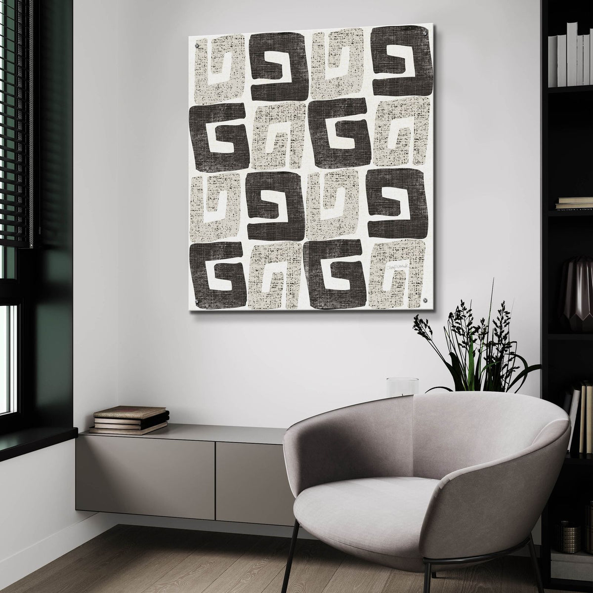 Kubatwist Neutral by Cheryl Warrick - 36x36 acrylic wall art in a room