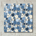 Main Street Garden Toss Blue And White by Cheryl Warrick - 12x12 acrylic wall art in a room