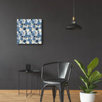 Main Street Garden Toss Blue And White by Cheryl Warrick - 24x24 acrylic wall art in a room