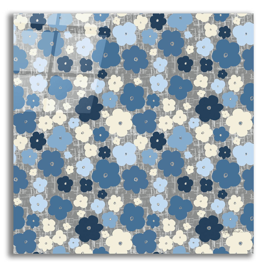 Main Street Garden Toss Blue And White by Cheryl Warrick acrylic glass wall art