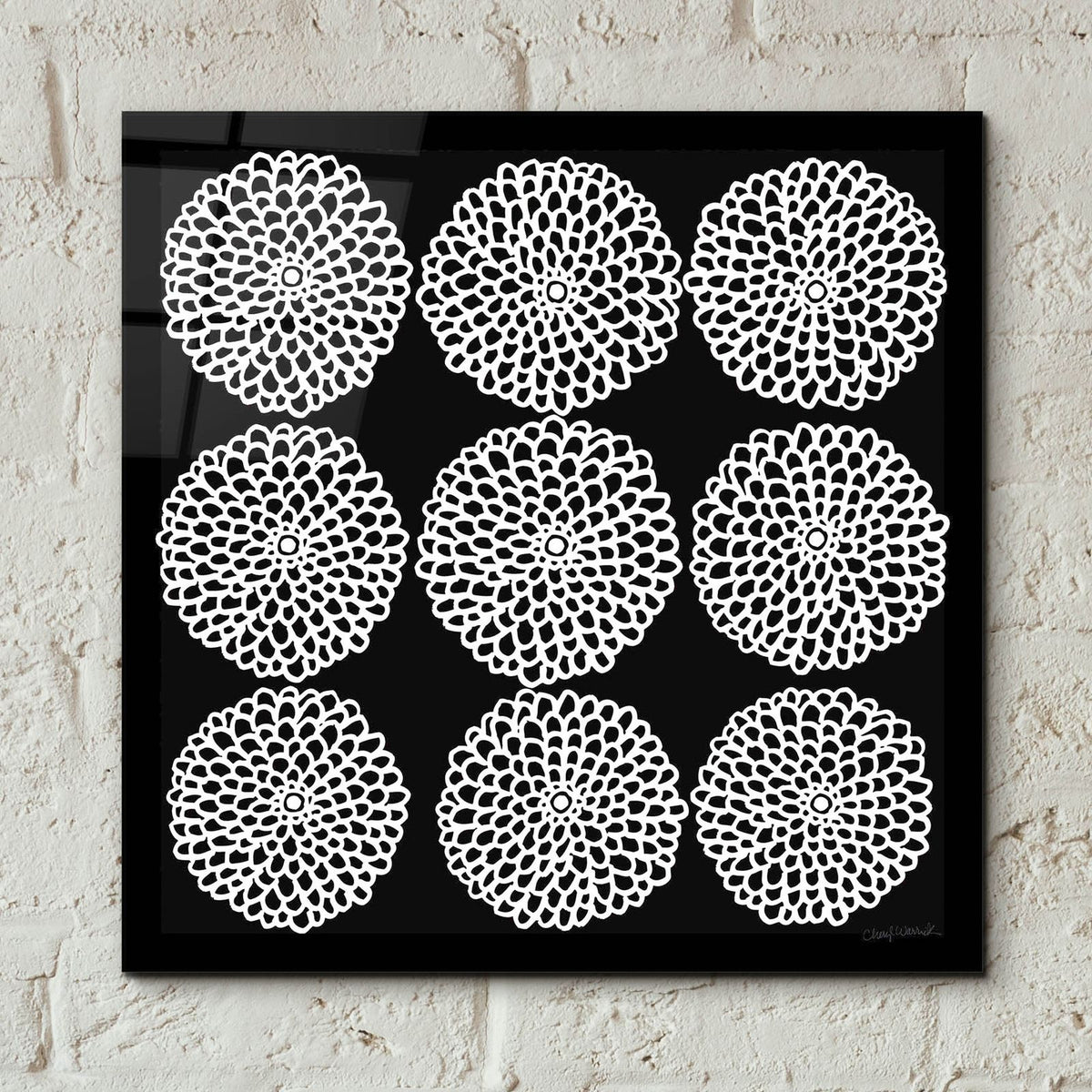 Main Street Mumsy Monochrome by Cheryl Warrick - 12x12 acrylic wall art in a room