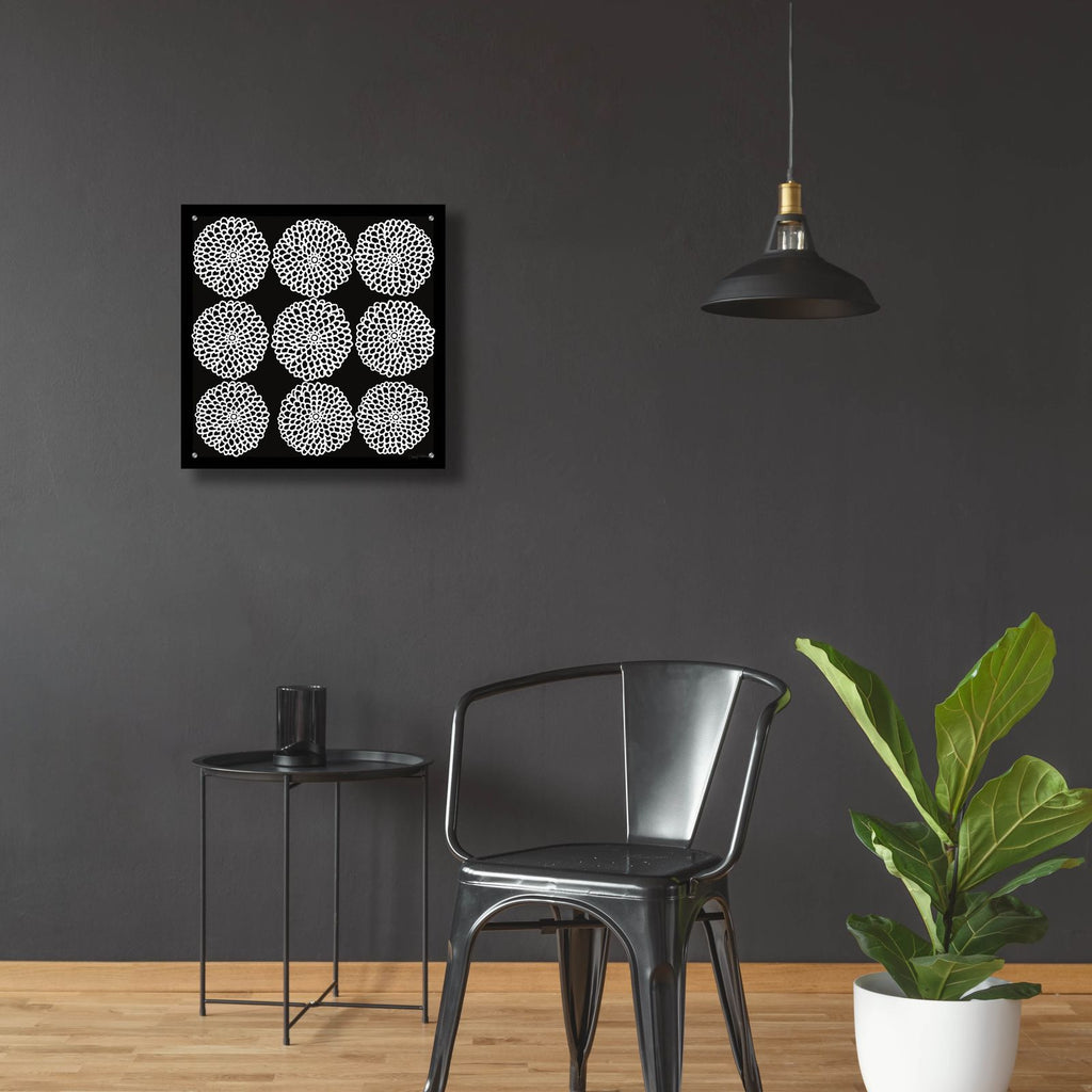 Main Street Mumsy Monochrome by Cheryl Warrick - 24x24 acrylic wall art in a room