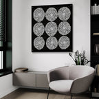 Main Street Mumsy Monochrome by Cheryl Warrick - 36x36 acrylic wall art in a room