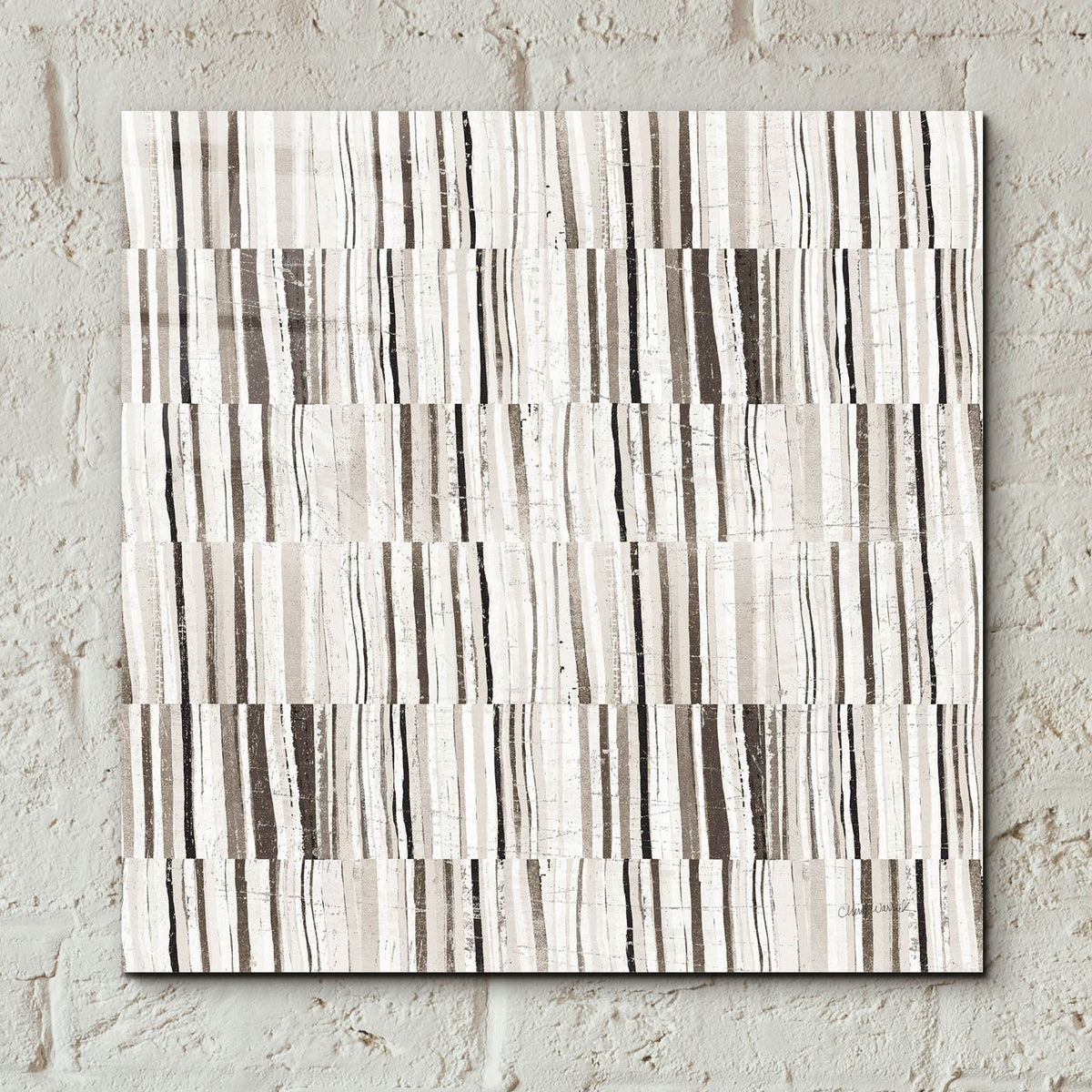 Neutral Stripes 2 by Cheryl Warrick - 12x12 acrylic wall art in a room