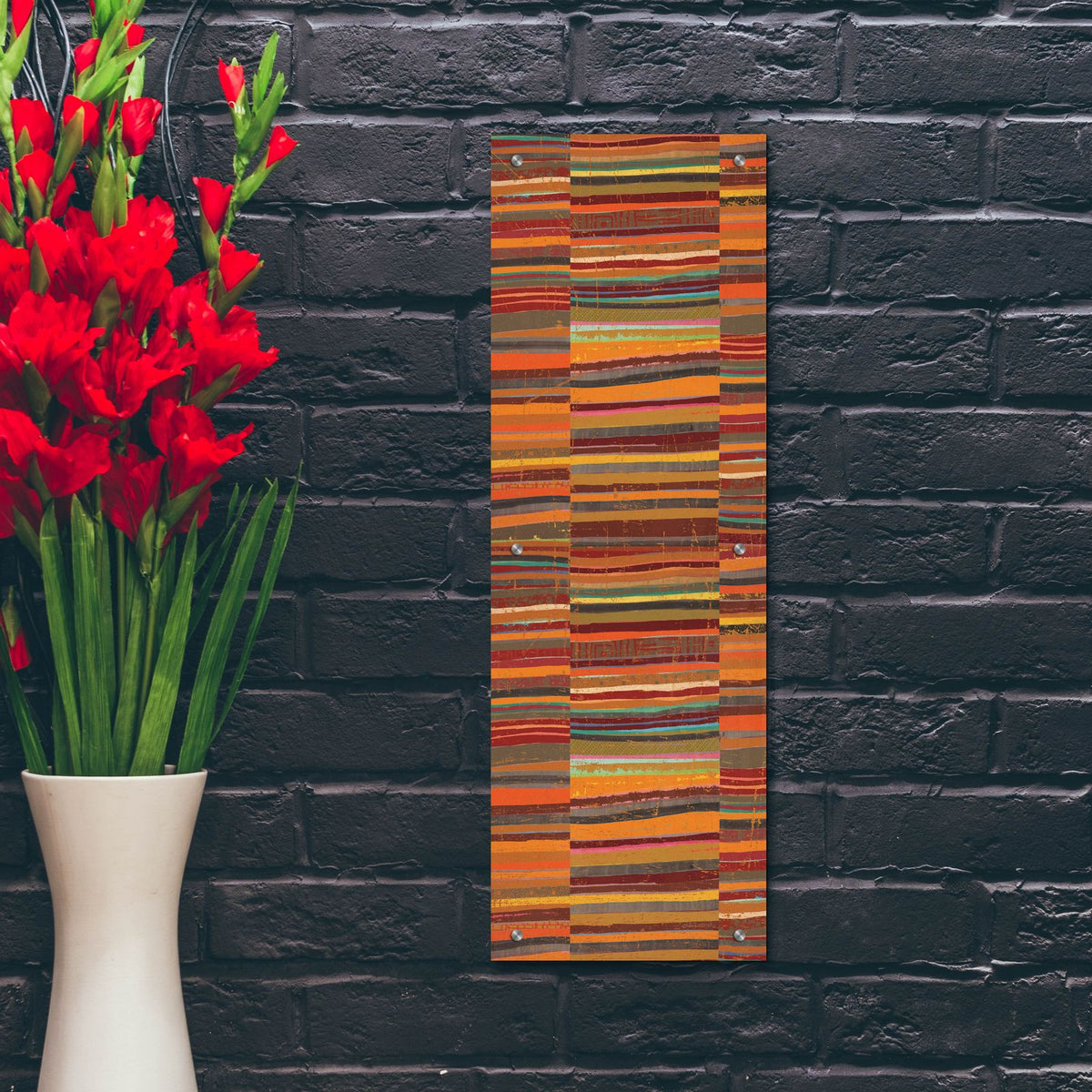 Spice Stripes Panel 1 by Cheryl Warrick - 12x36 acrylic wall art in a room