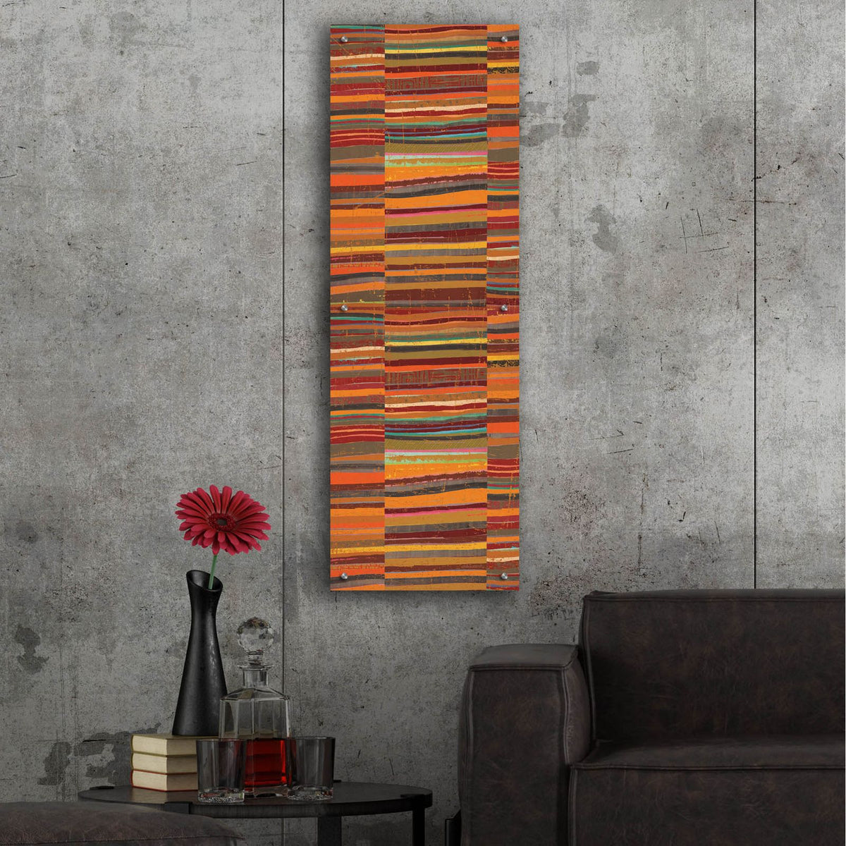 Spice Stripes Panel 1 by Cheryl Warrick - 16x48 acrylic wall art in a room