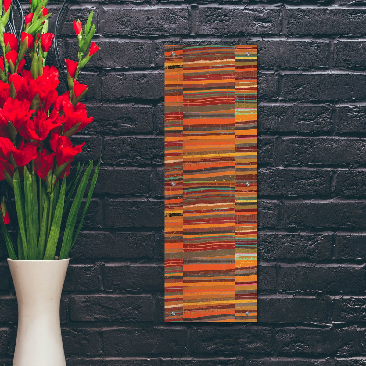 Spice Stripes Panel 2 by Cheryl Warrick - 12x36 acrylic wall art in a room