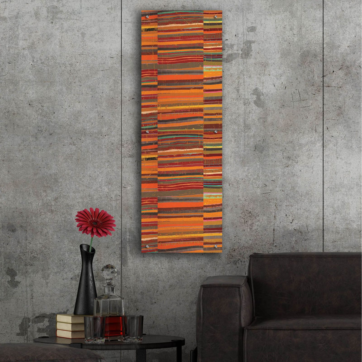 Spice Stripes Panel 2 by Cheryl Warrick - 16x48 acrylic wall art in a room