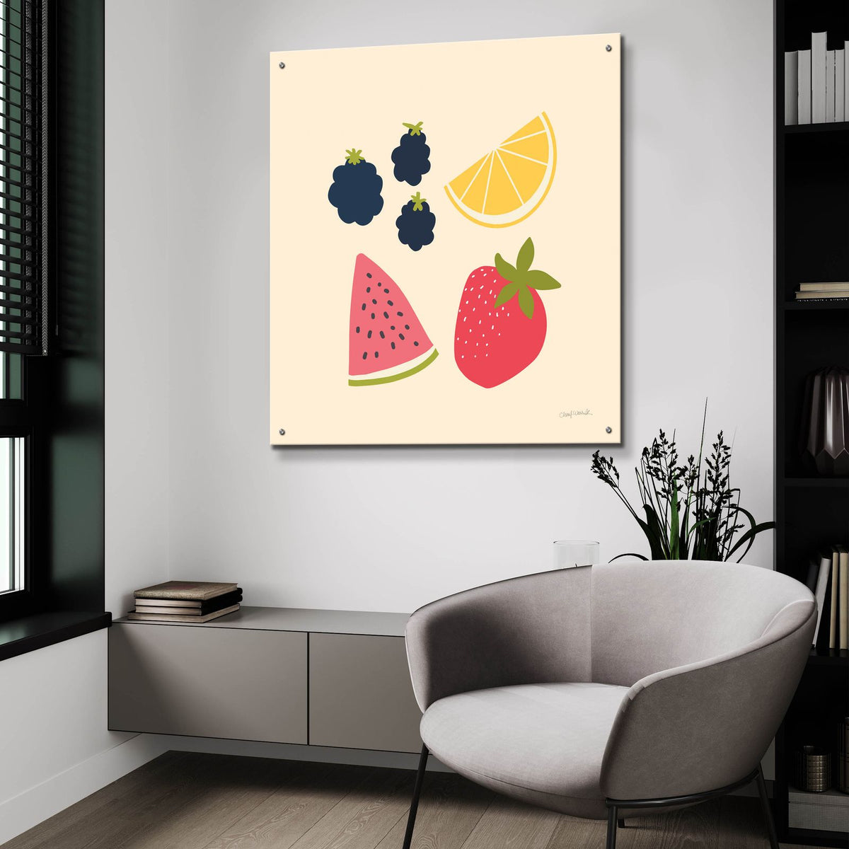 Summer Fruits 1 by Cheryl Warrick - 36x36 acrylic wall art in a room