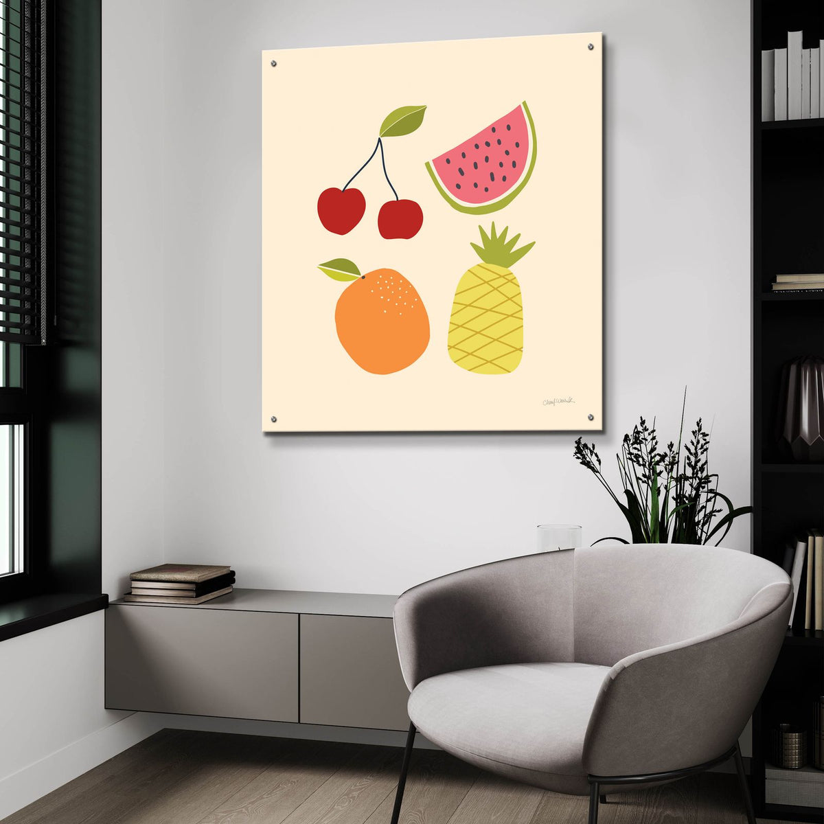 Summer Fruits 2 by Cheryl Warrick - 36x36 acrylic wall art in a room
