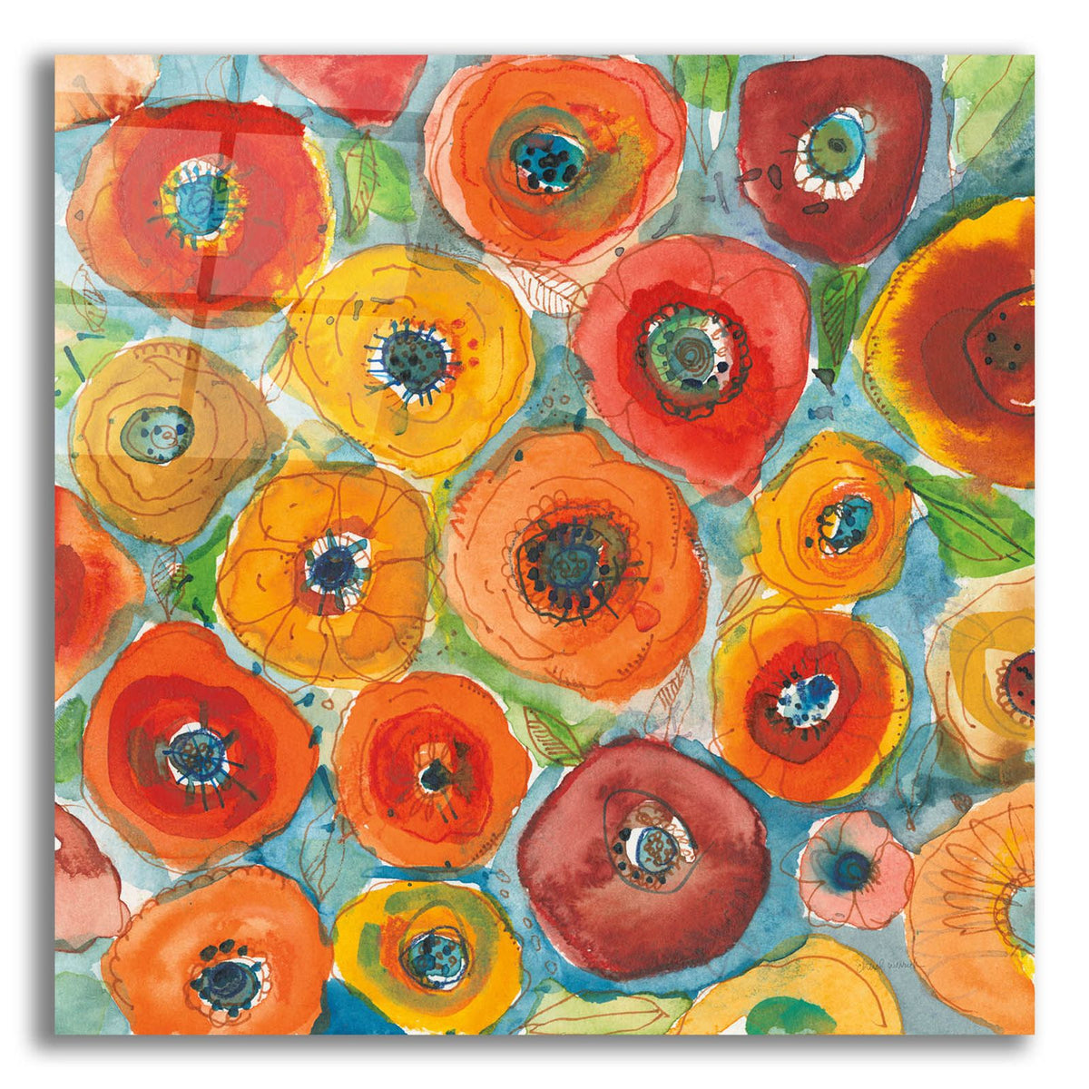 Sun Poppies 2 by Cheryl Warrick acrylic glass wall art