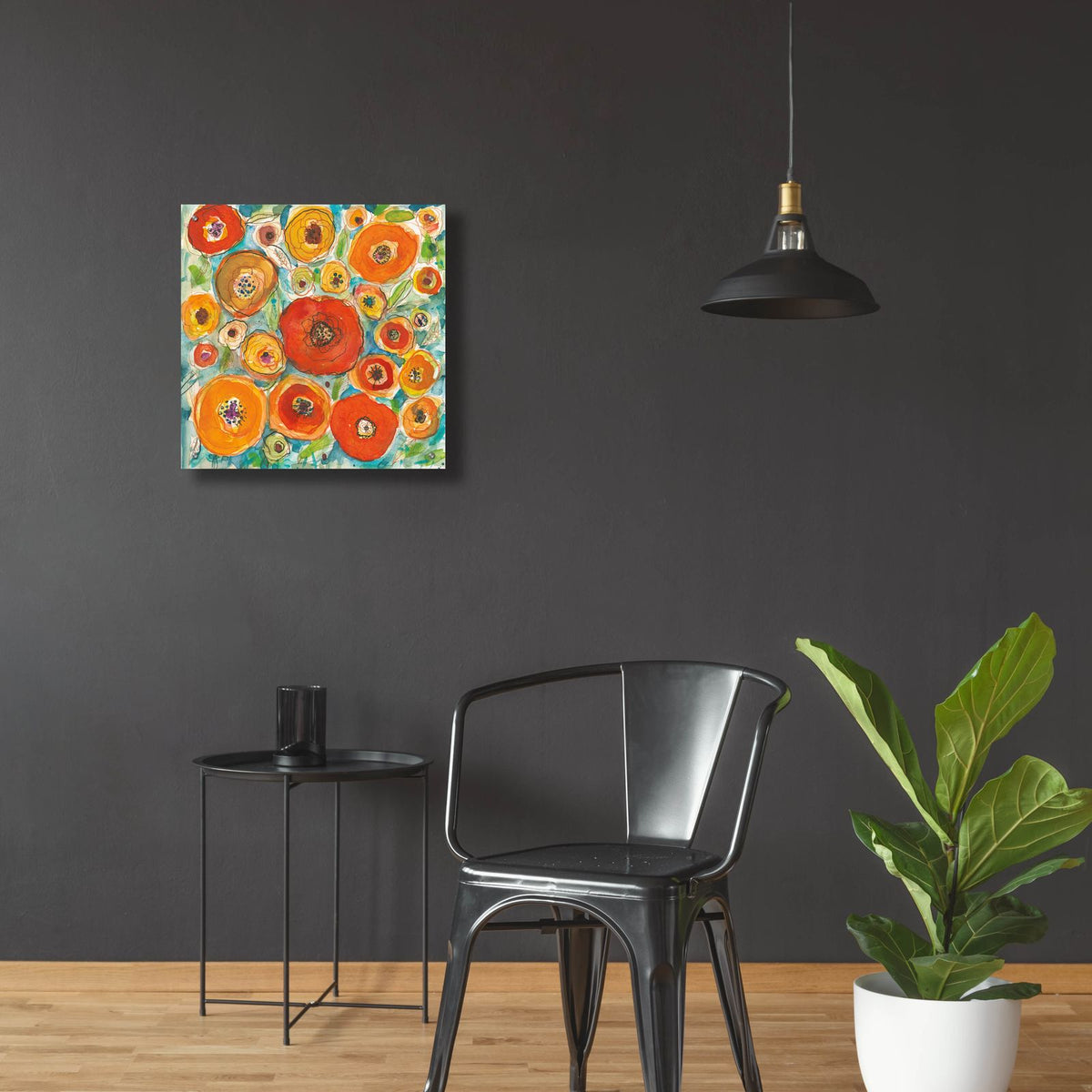 Sun Poppies 3 by Cheryl Warrick - 24x24 acrylic wall art in a room