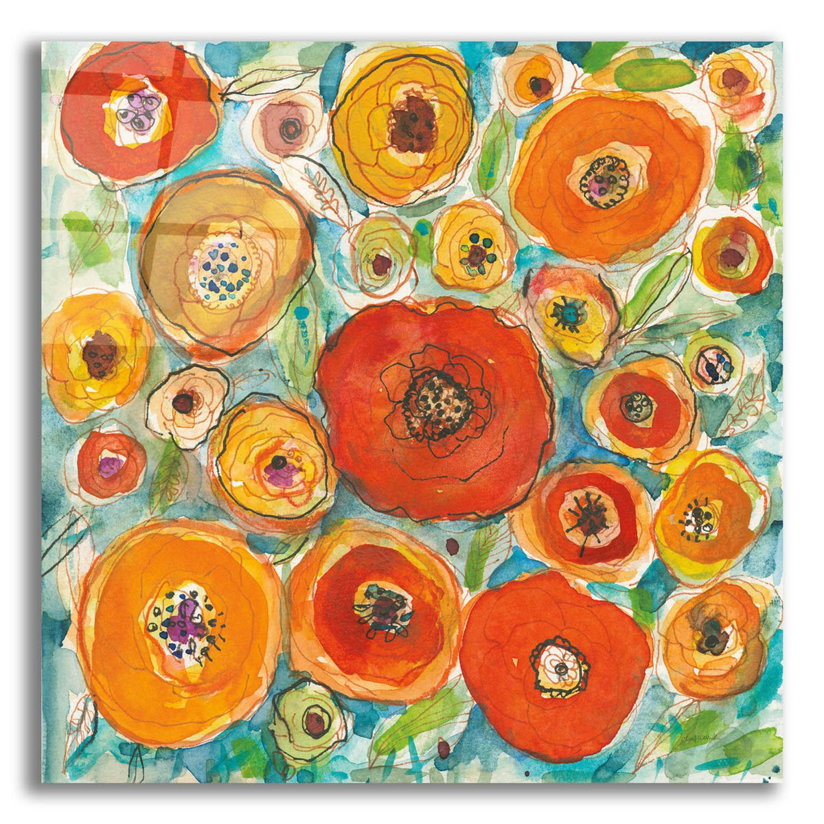 Sun Poppies 3 by Cheryl Warrick acrylic glass wall art