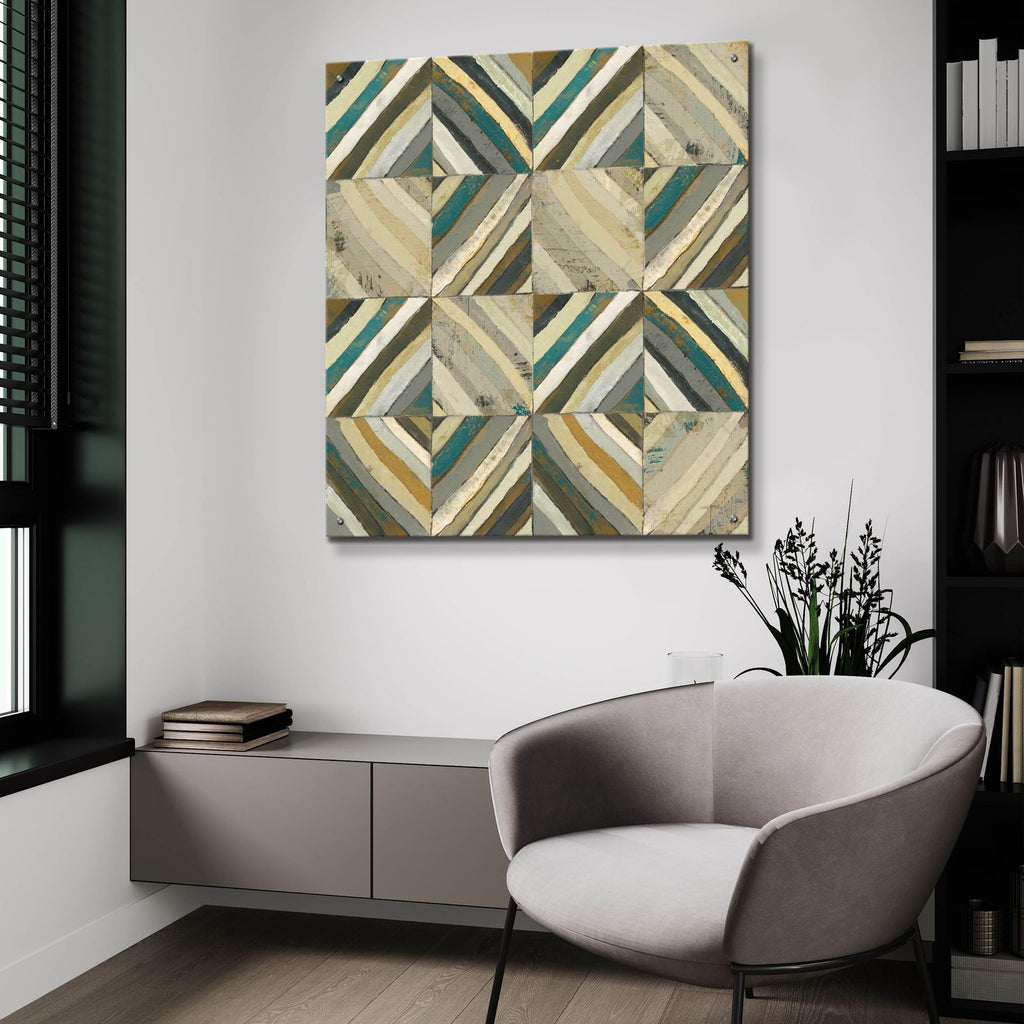 The Center 1 Abstract Turquoise by Cheryl Warrick - 36x36 acrylic wall art in a room