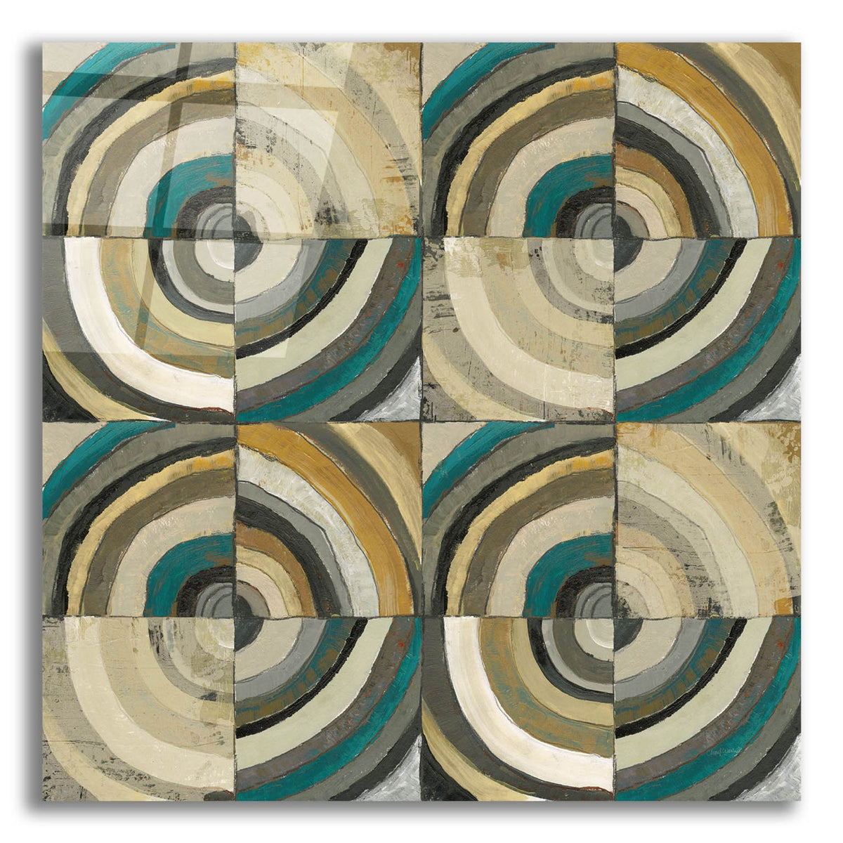 The Center 2 Abstract Turquoise by Cheryl Warrick acrylic glass wall art