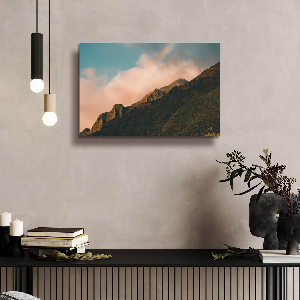 Rainbow Over Hawaii by Max Blakesberg Studios - 24x16 acrylic wall art in a room