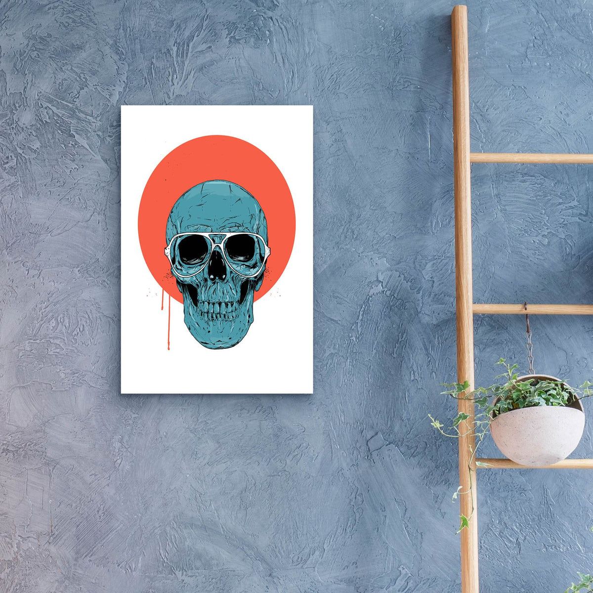 Blue Skull by Balazs Solti - 16x24 acrylic wall art in a room