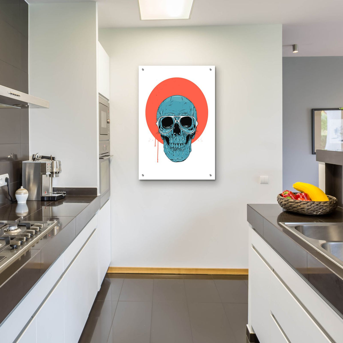 Blue Skull by Balazs Solti - 24x36 acrylic wall art in a room