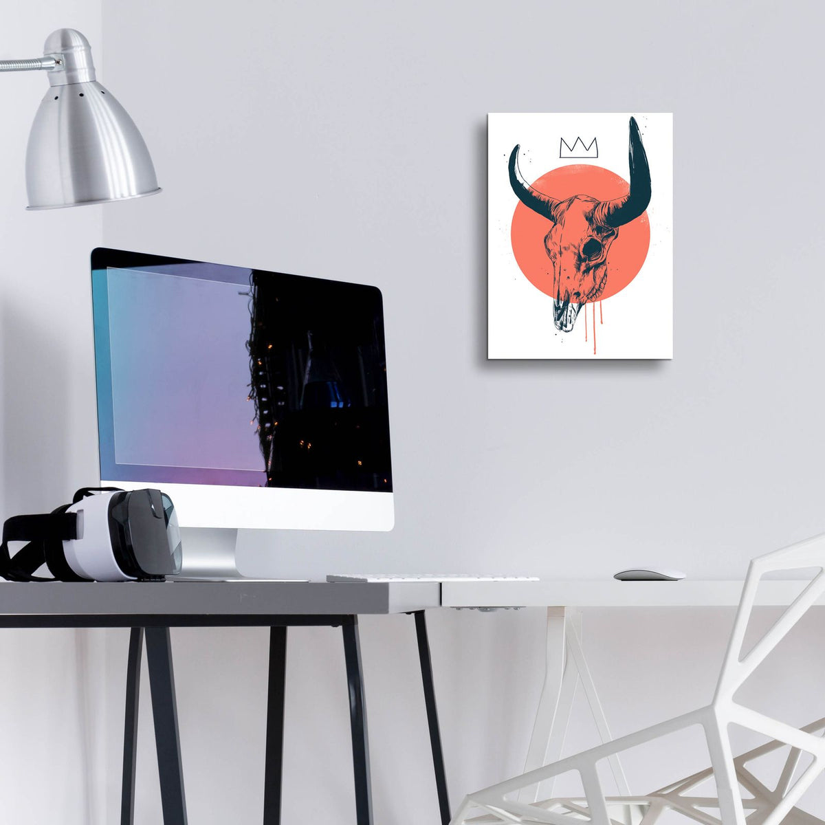 Bull Skull by Balazs Solti - 12x16 acrylic wall art in a room