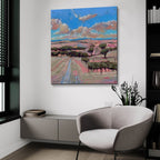 Bethany Blueprint by Balazs Solti - 36x36 acrylic wall art in a room