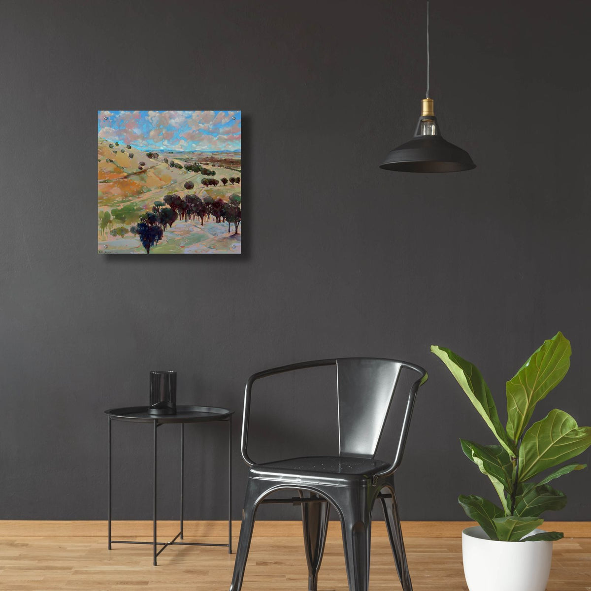 Trail Hill Tapestry by Balazs Solti - 24x24 acrylic wall art in a room
