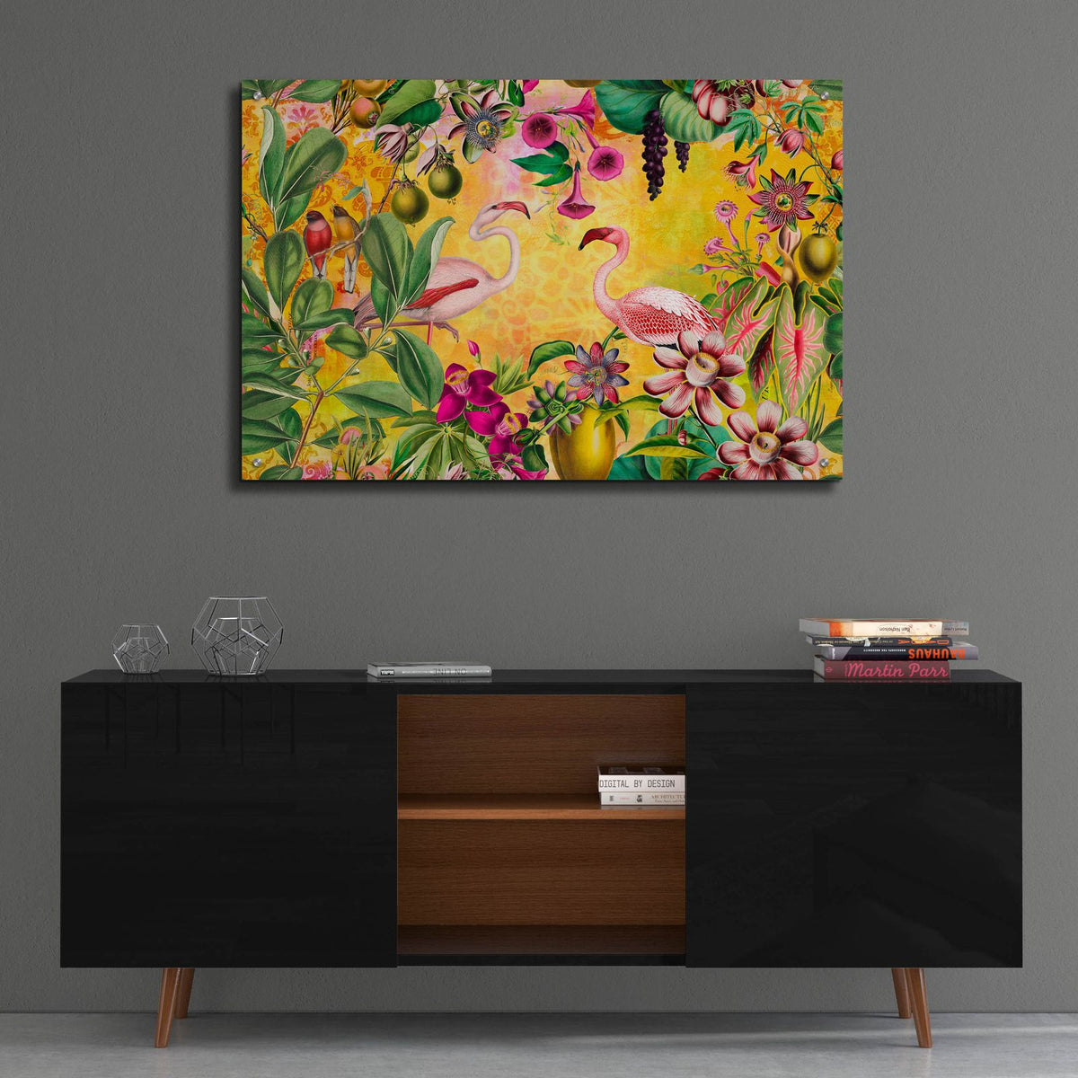 A Flamingos Tropical Journey 2 by Andrea Haase - 36x24 acrylic wall art in a room