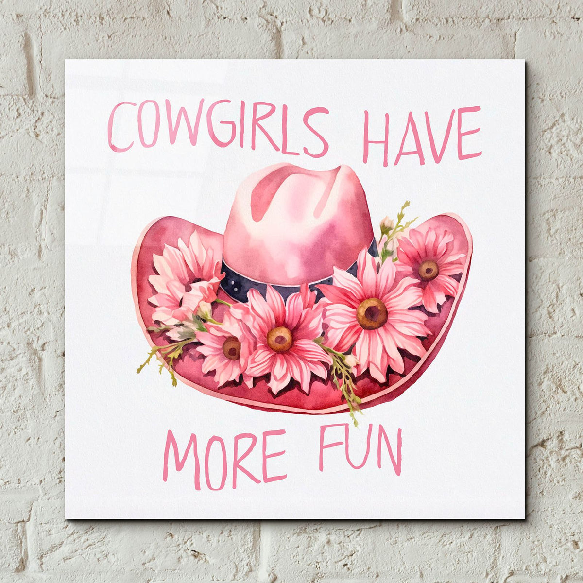 Cowgirls Fun Hat by Andrea Haase - 12x12 acrylic wall art in a room