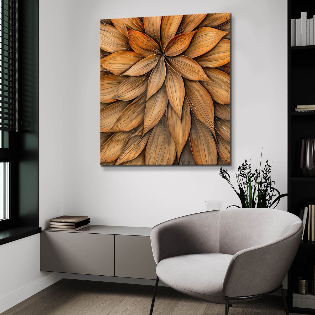 Floral Wooden Whispers 2 by Andrea Haase - 36x36 acrylic wall art in a room