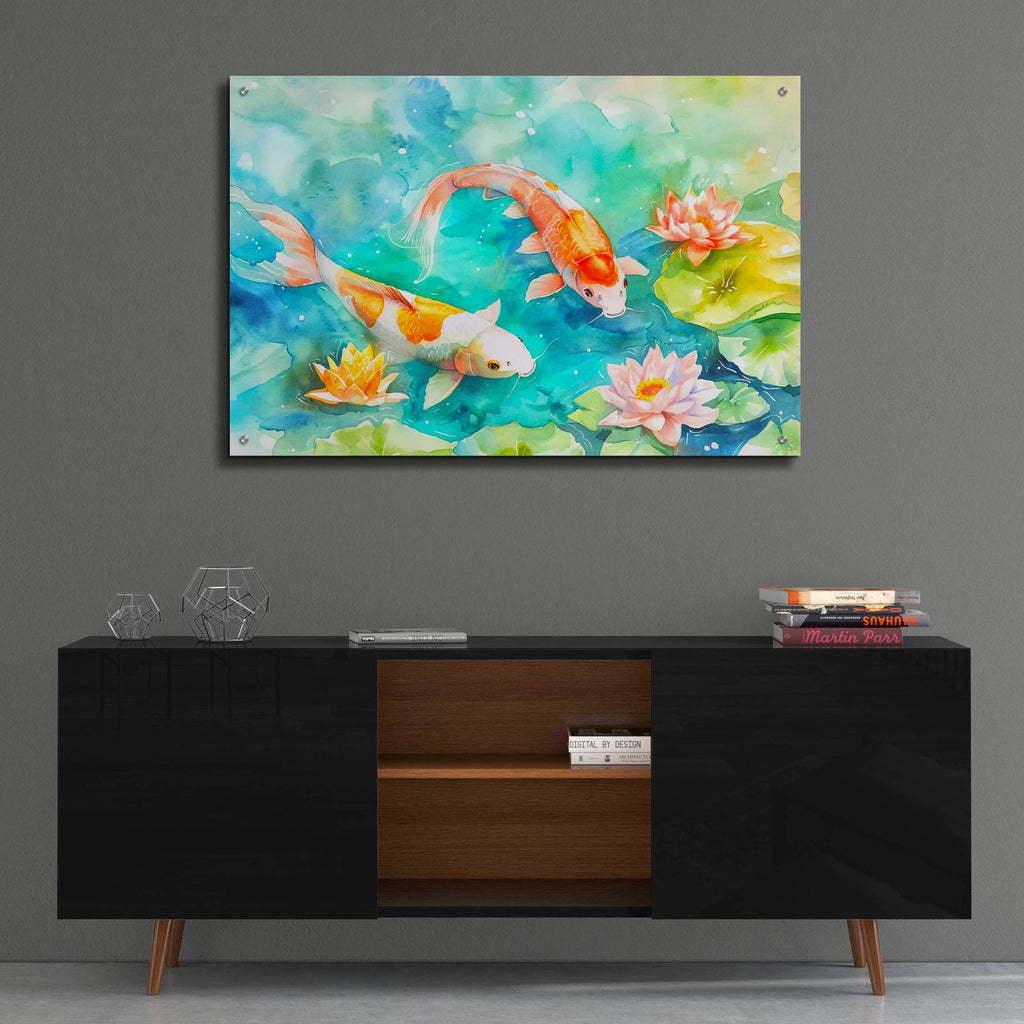 Koi Fantasy Garden by Andrea Haase - 36x24 acrylic wall art in a room