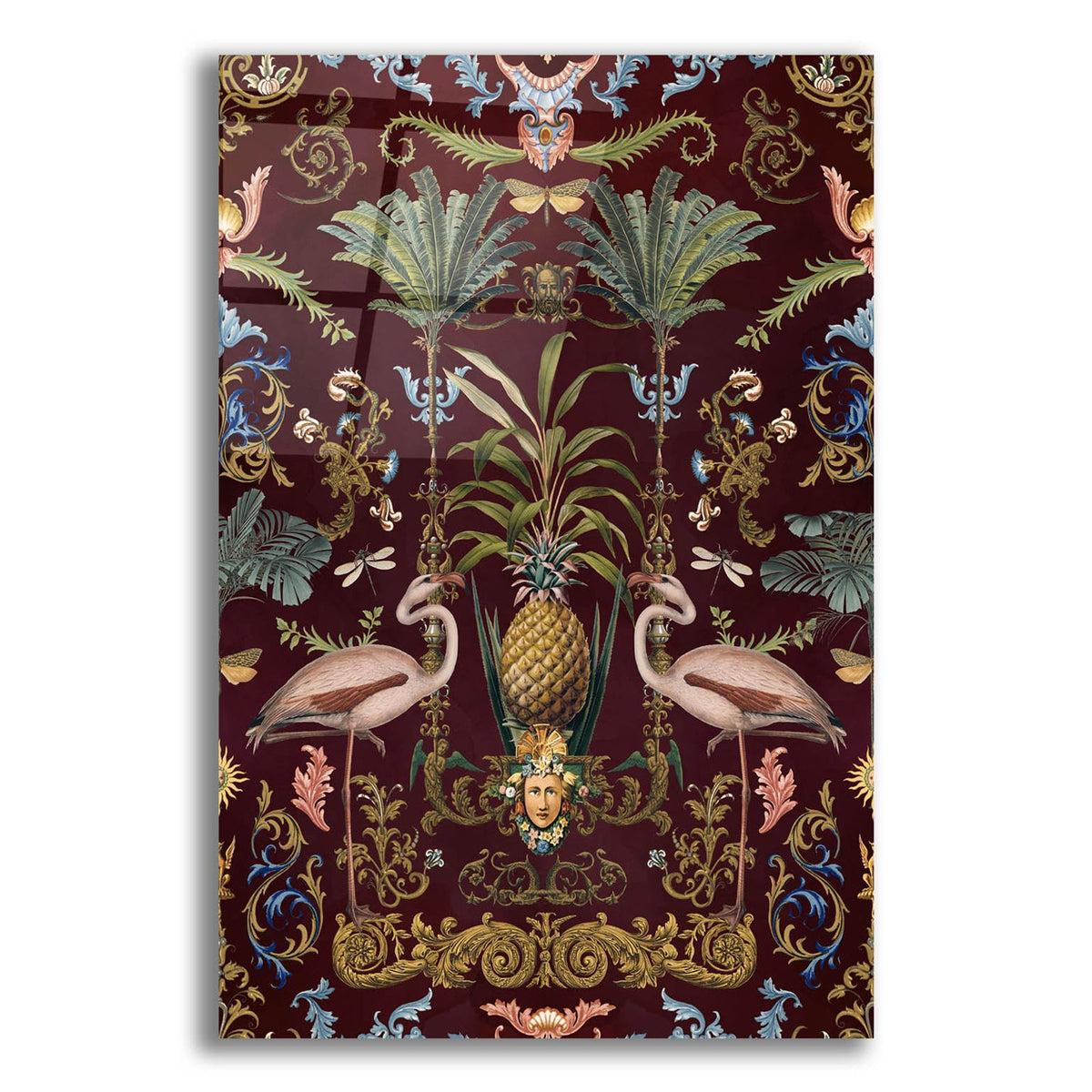 Vintage Bohemian Elegance Flamingo Burgundy by Andrea Haase acrylic glass wall art