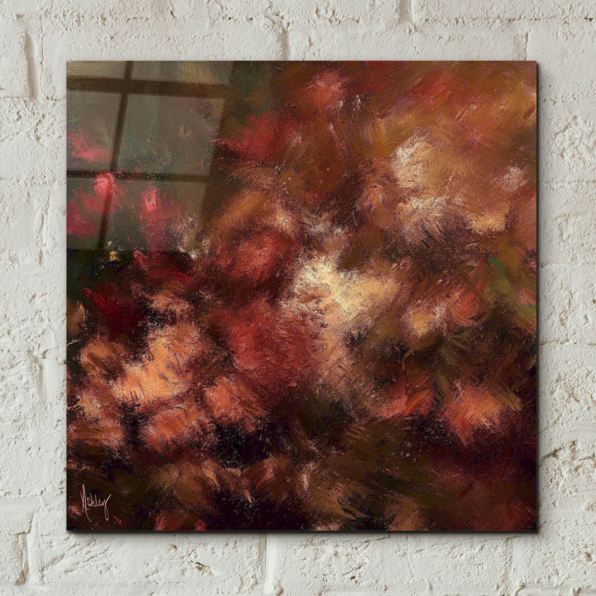 Aubergine Abstract by Ashley Bradley - 12x12 acrylic wall art in a room