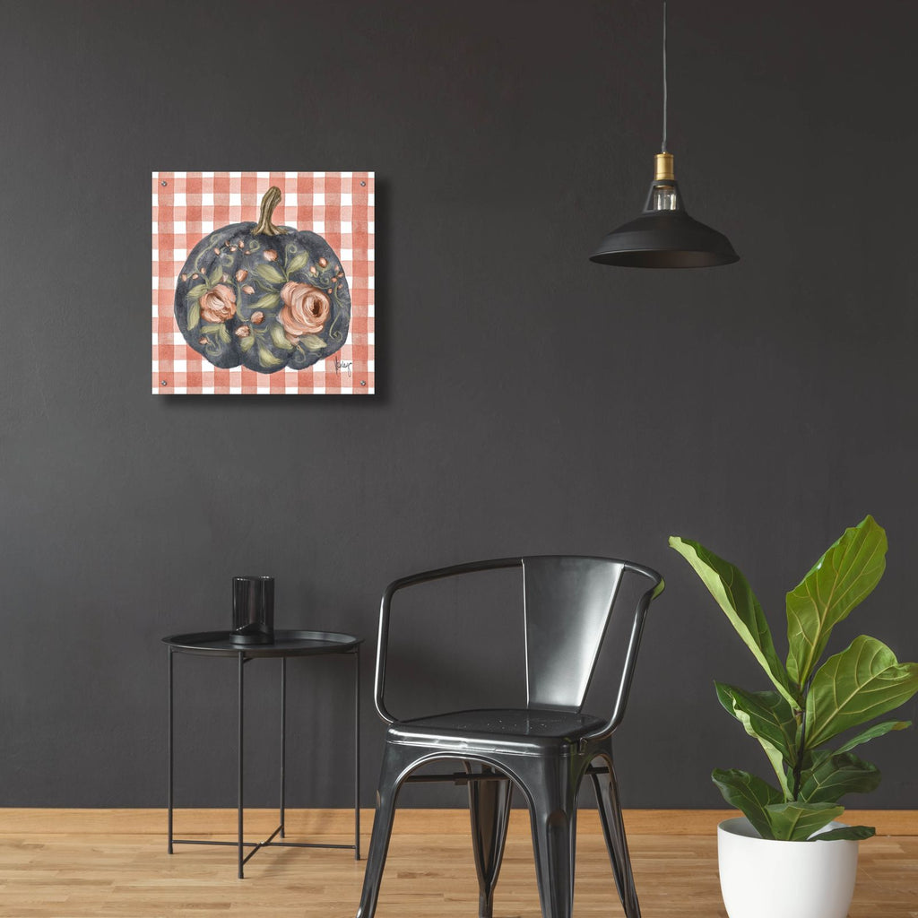 Blue Floral Pumpkin by Ashley Bradley - 24x24 acrylic wall art in a room