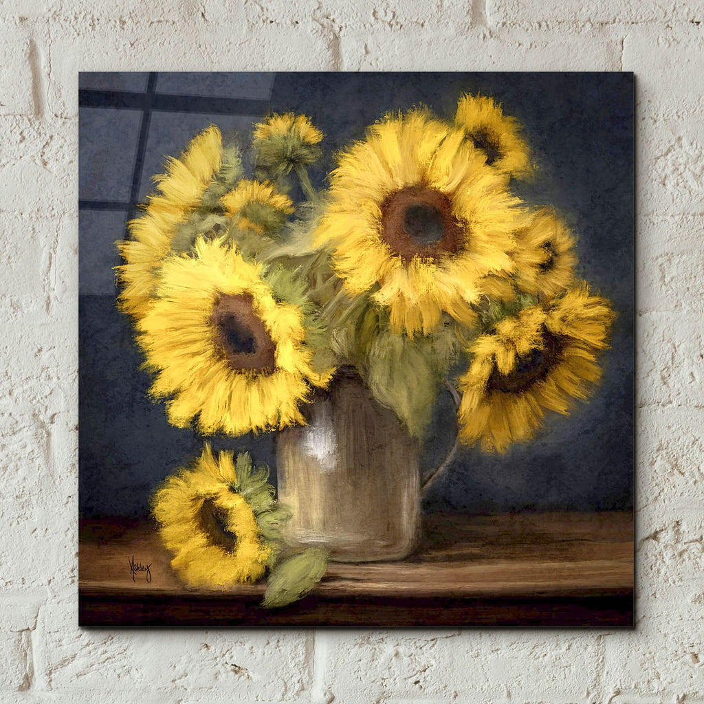 Sunflowers In Pitcher by Ashley Bradley - 12x12 acrylic wall art in a room