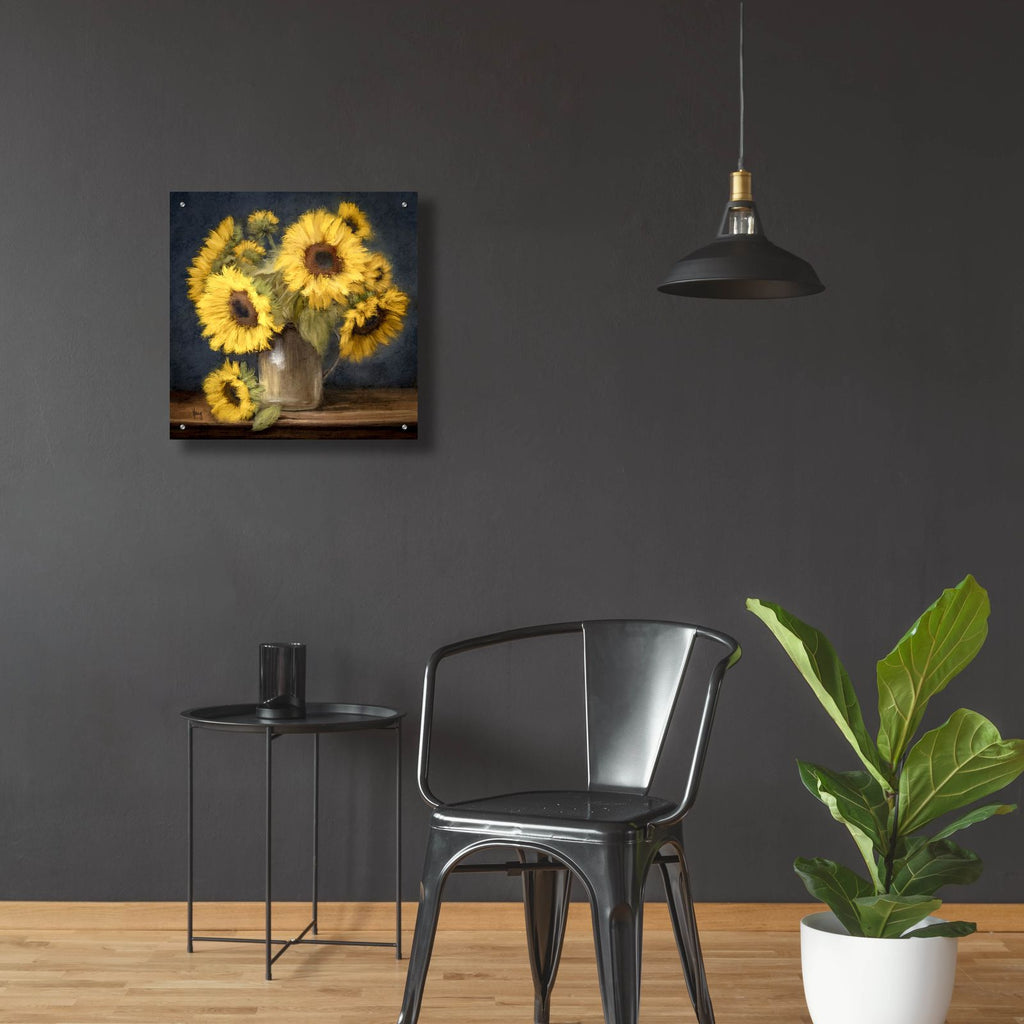 Sunflowers In Pitcher by Ashley Bradley - 24x24 acrylic wall art in a room